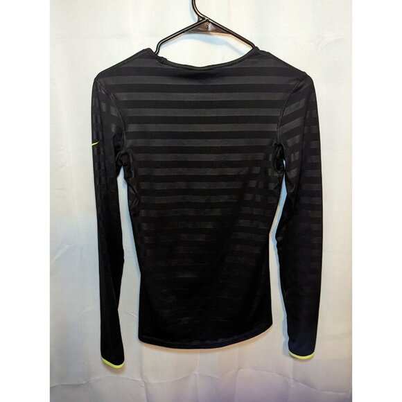 Nike Pro Dri Fit Women’s Small Black Stripe Fleece Lined Pullover Sweatshirt - Picture 9 of 14